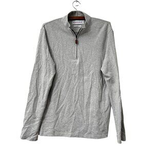 Mizzen Main Gray Cotton 1/4 Zip Pullover Sweater Mens Size Medium